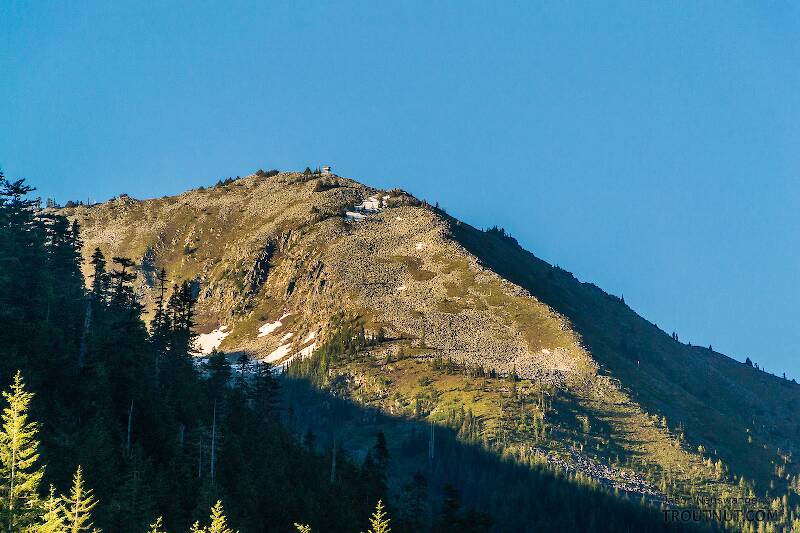 Granite Mountain with Granite Mountain Lookout tower on top

From the South Fork Snoqualmie River in Washington
