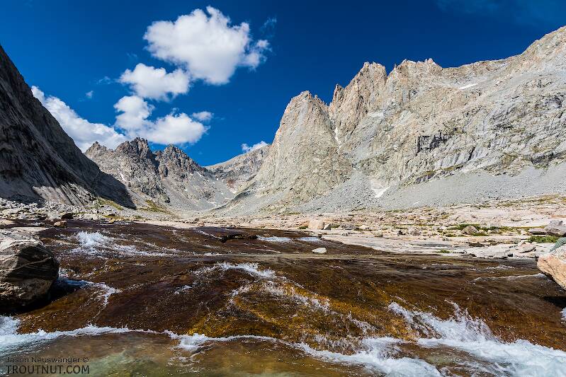 Waterfalls over smooth bedrock above Titcomb Lakes

From Titcomb Basin in Wyoming