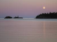 Moonrise over Rock Harbor from Daisy Farm