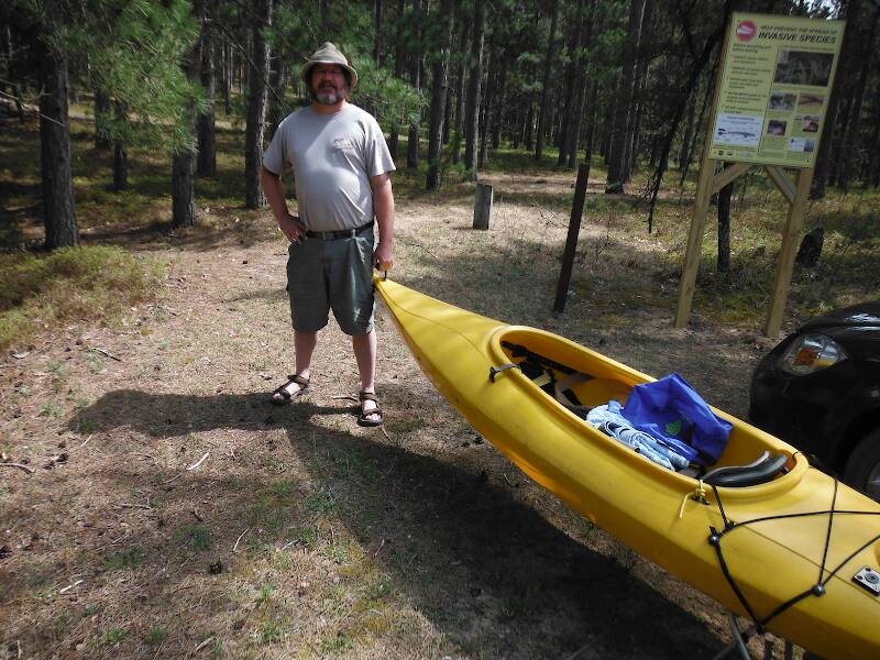 Getting the kayak to the pond...