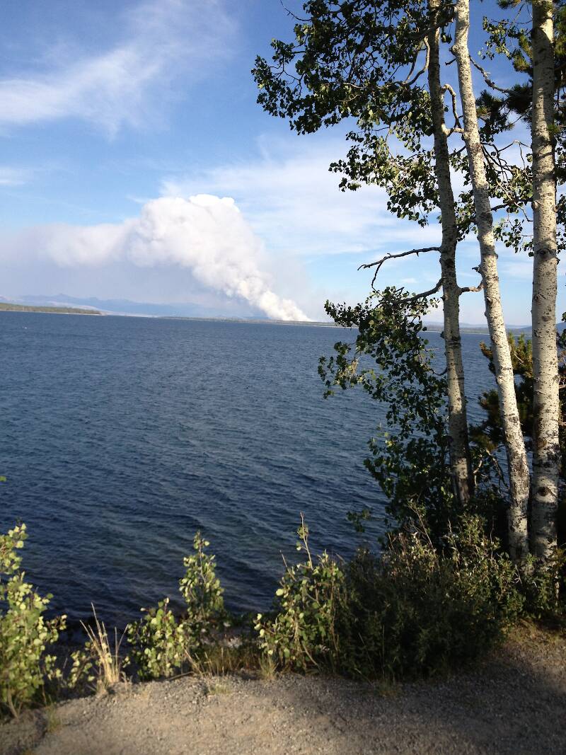 Fire south of Yellowstone Lake