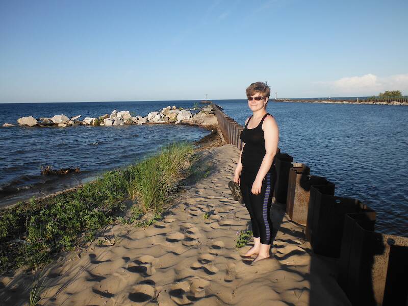 Last but not least!  My daughter Jasmina was visiting last weekend, though she didn't go fishing with me...that's the mouth of the Au Sable in the background