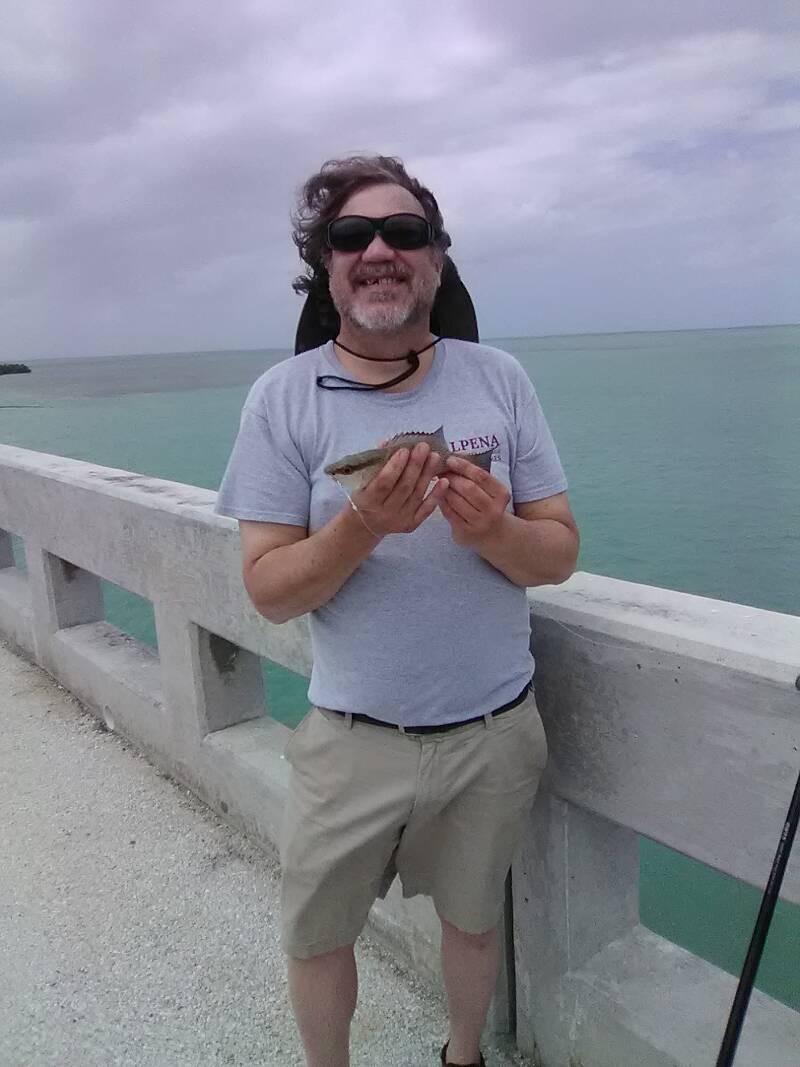 This is actually my very first fish of the trip, a little mangrove snapper off the 7 Mile Bridge caught on shrimp