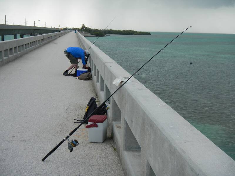 Pier fishing at the 7 Mile Bridge - LOTS of little mangrove snappers stealing our bait here